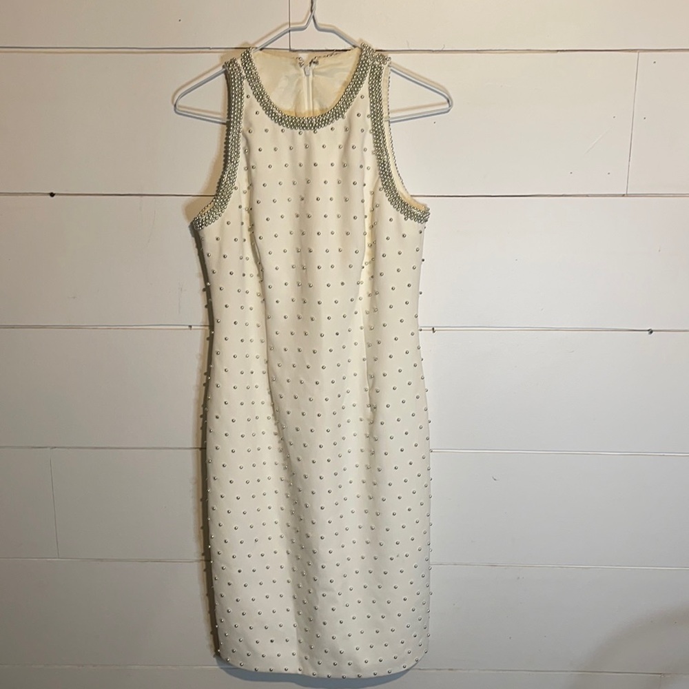 Custom Beaded White Interview Dress